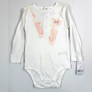 NWT CARTER'S Baby Girls' White Long Sleeve Pointe Shoes Balletcore One Piece 18M